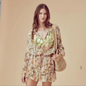 For Love and Lemons Maritza Floral Bell Sleeve Dress